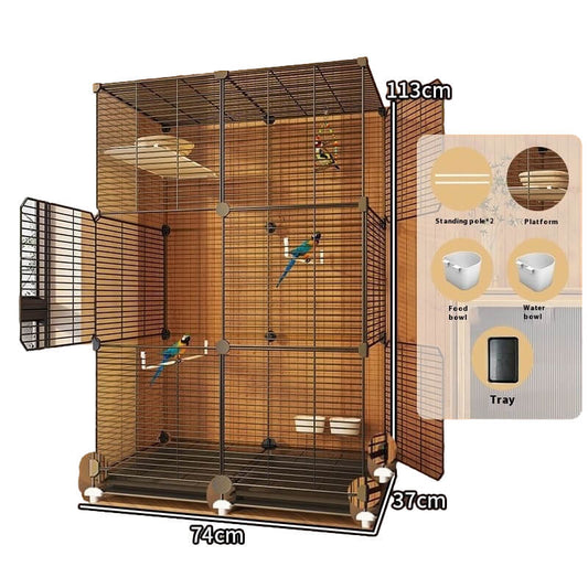 Cage Double Pour Oiseaux noire fixe
