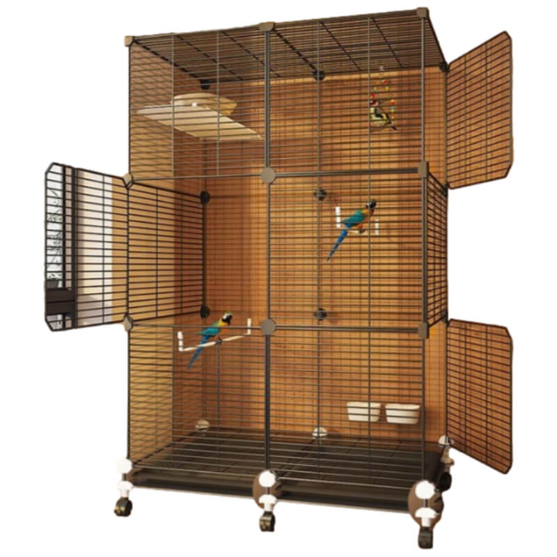 Cage Double Pour Oiseaux noire mobile
