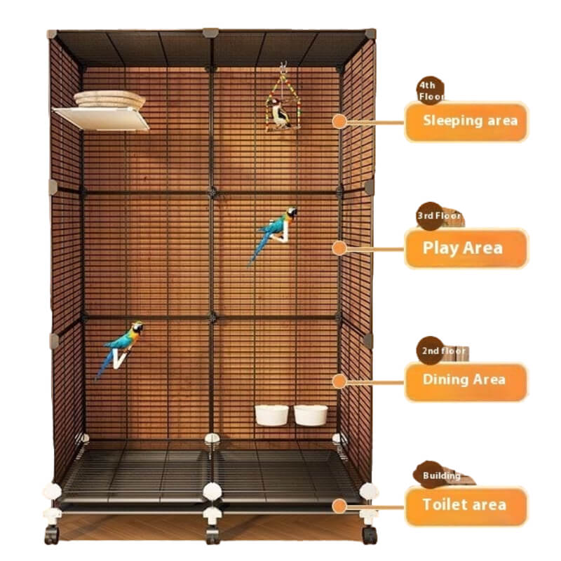 Cage Double Pour Oiseaux noire mobile ouverte