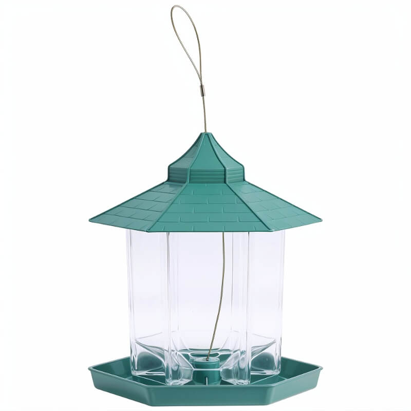 Mangeoire Extérieure Pour Oiseaux verte en forme de temple