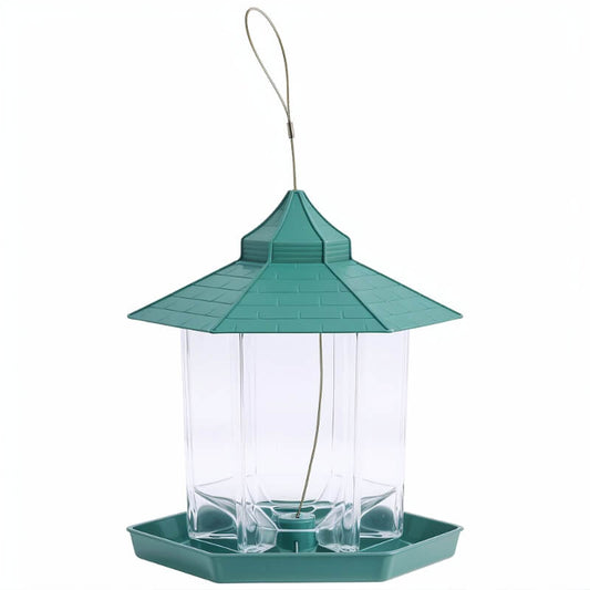 Mangeoire Extérieure Pour Oiseaux verte en forme de temple