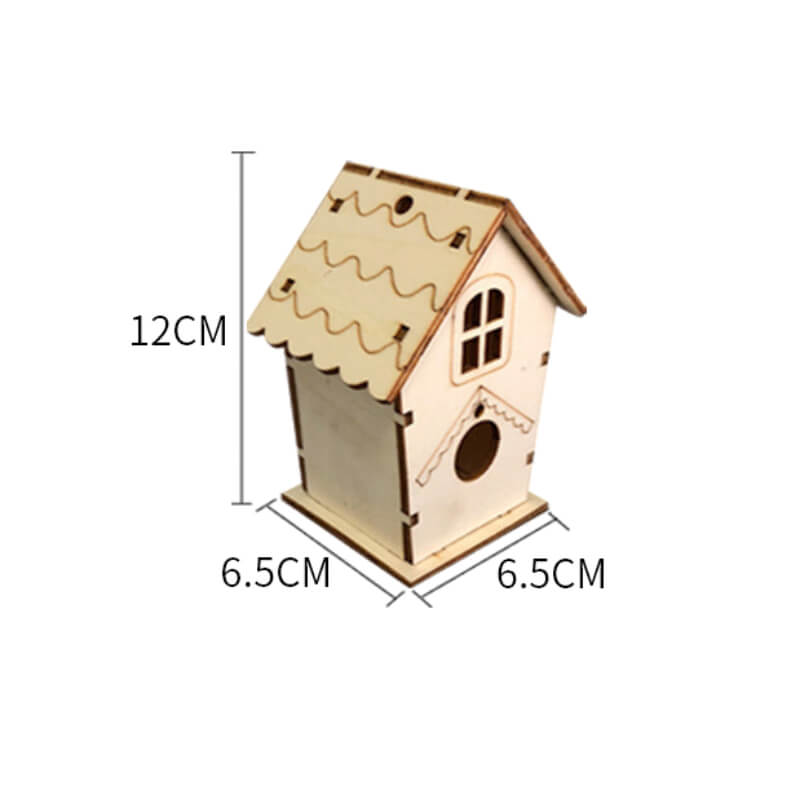 Nichoir En Bois Pour Oiseaux en forme de maison avec dimensions 6,5 x 6,5 x 12 cm
