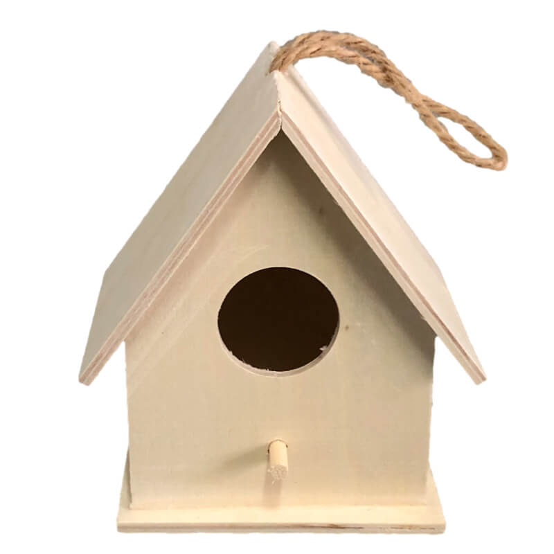 Nichoir En Bois Pour Oiseaux en forme de maison de face 8,5 x 7 x 13 cm