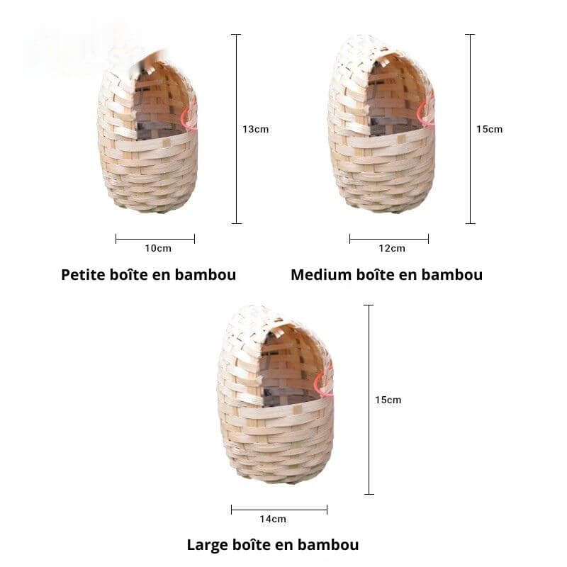 Nichoir Pour Oiseaux En Bois de bambou avec taille et dimension